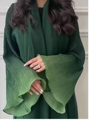 LUMAYASASERIES LUMAYA6721 Olive Ombre  Green Abaya with Gradient Cuffs