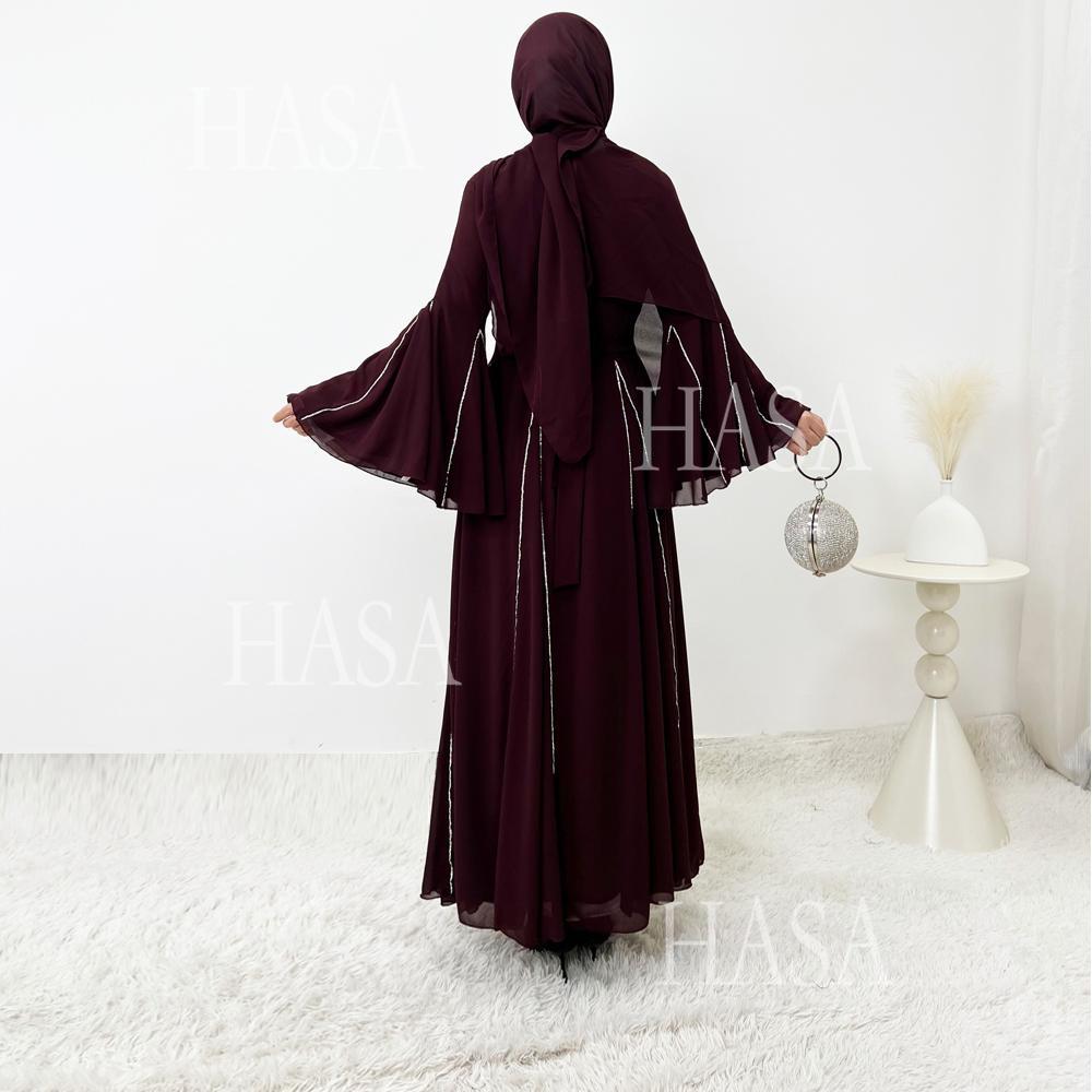 LUMAYA6497 Solid Color Light Luxury Chiffon Long Skirt Suit
