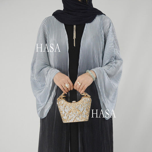 LUMAYA6321 Lightweight Ombré Cardigan with Elegant Pleats