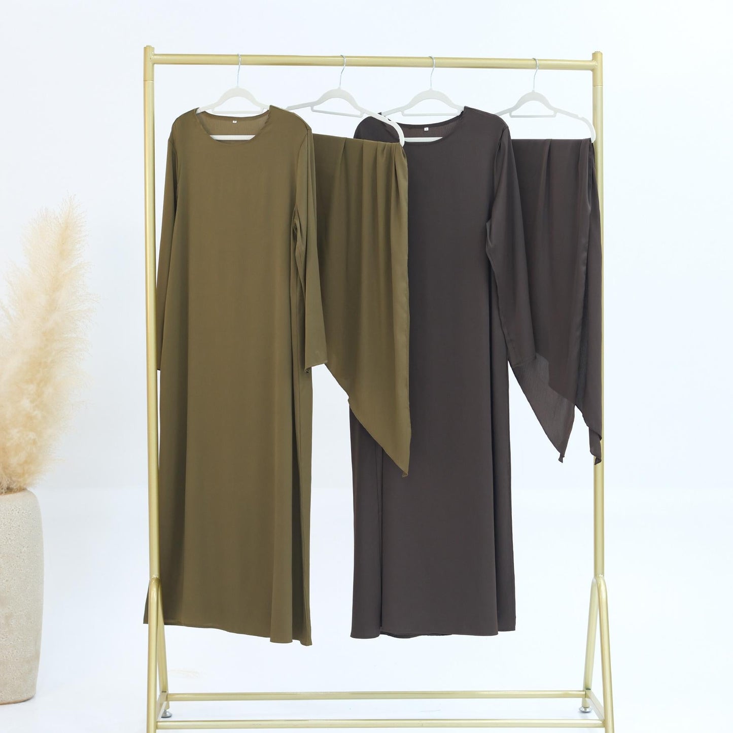 LUMAYA LM1188 3pcs Set Satin Cardigan+Inner Dress+Special Belt