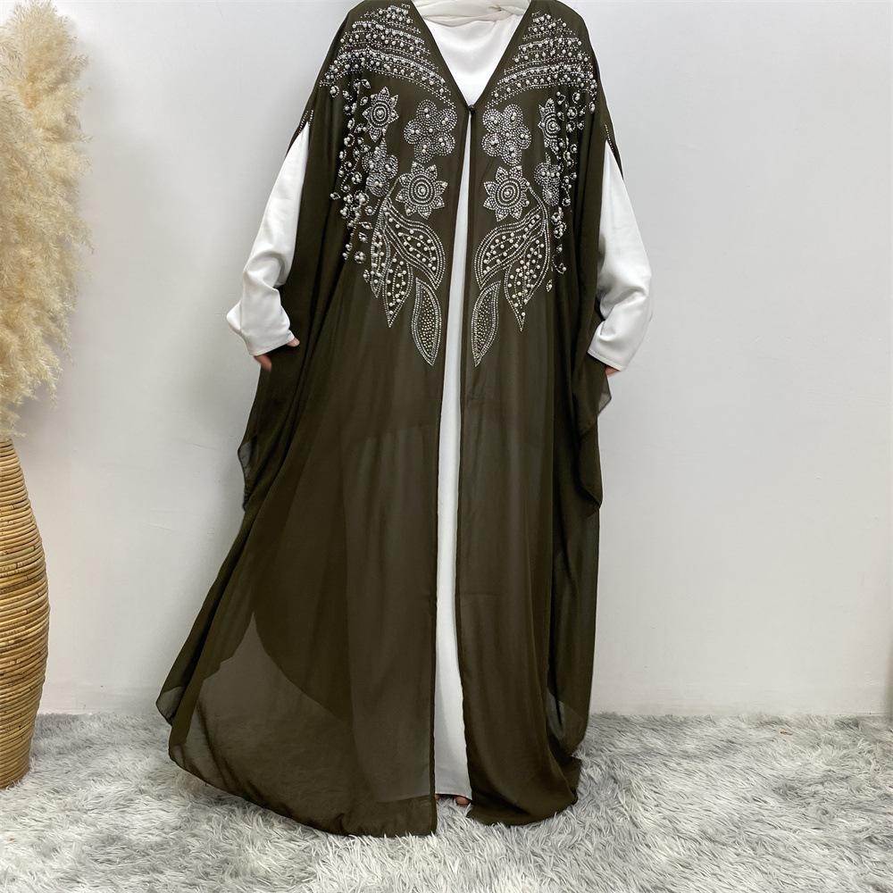 LUMAYA LUMAYA1085 Muslim Rhinestone Cardigan Dress