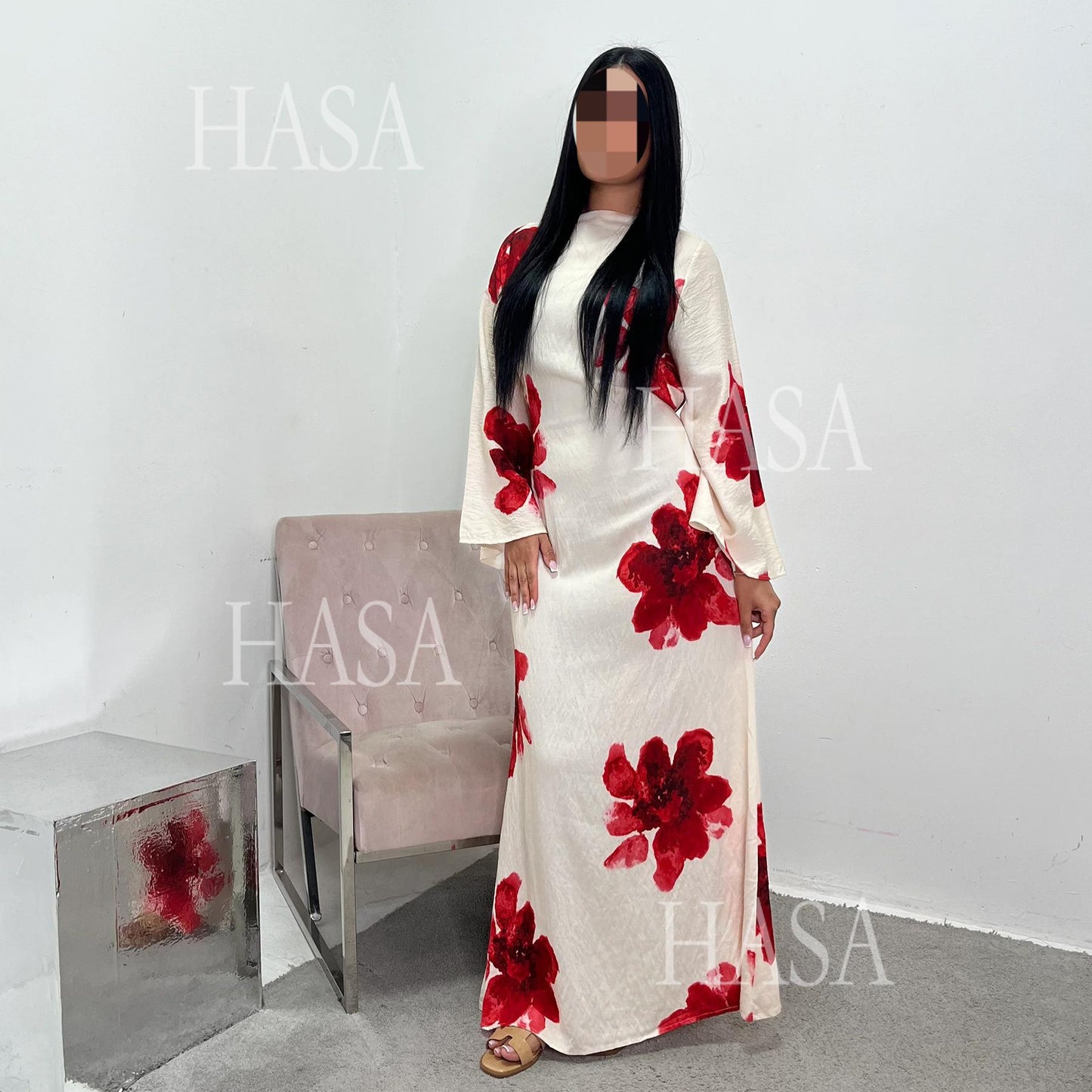 LUMAYA6503 Long-sleeved Waist-length Printed Dress (one Piece)