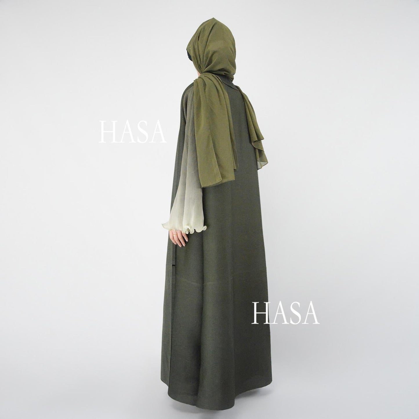 LUMAYA6360 Summer Ombré Gradient Abaya with Pleats and Fluted Bell Cuffs