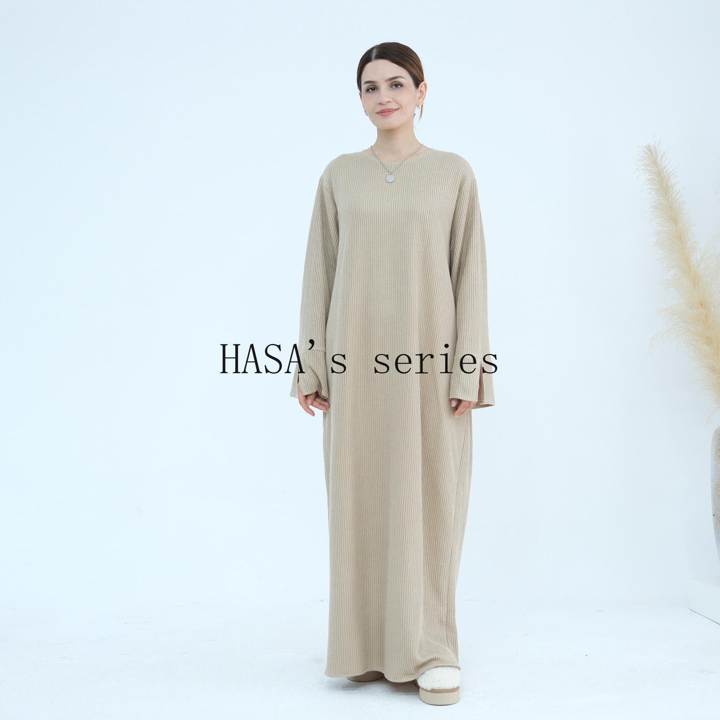 LUMAYA5440 Large Sleeve Thick Knitted Sweater Dress - Loose and Elegant Long Dress party  wear red dress thick  thigh 2  part bow  outfits