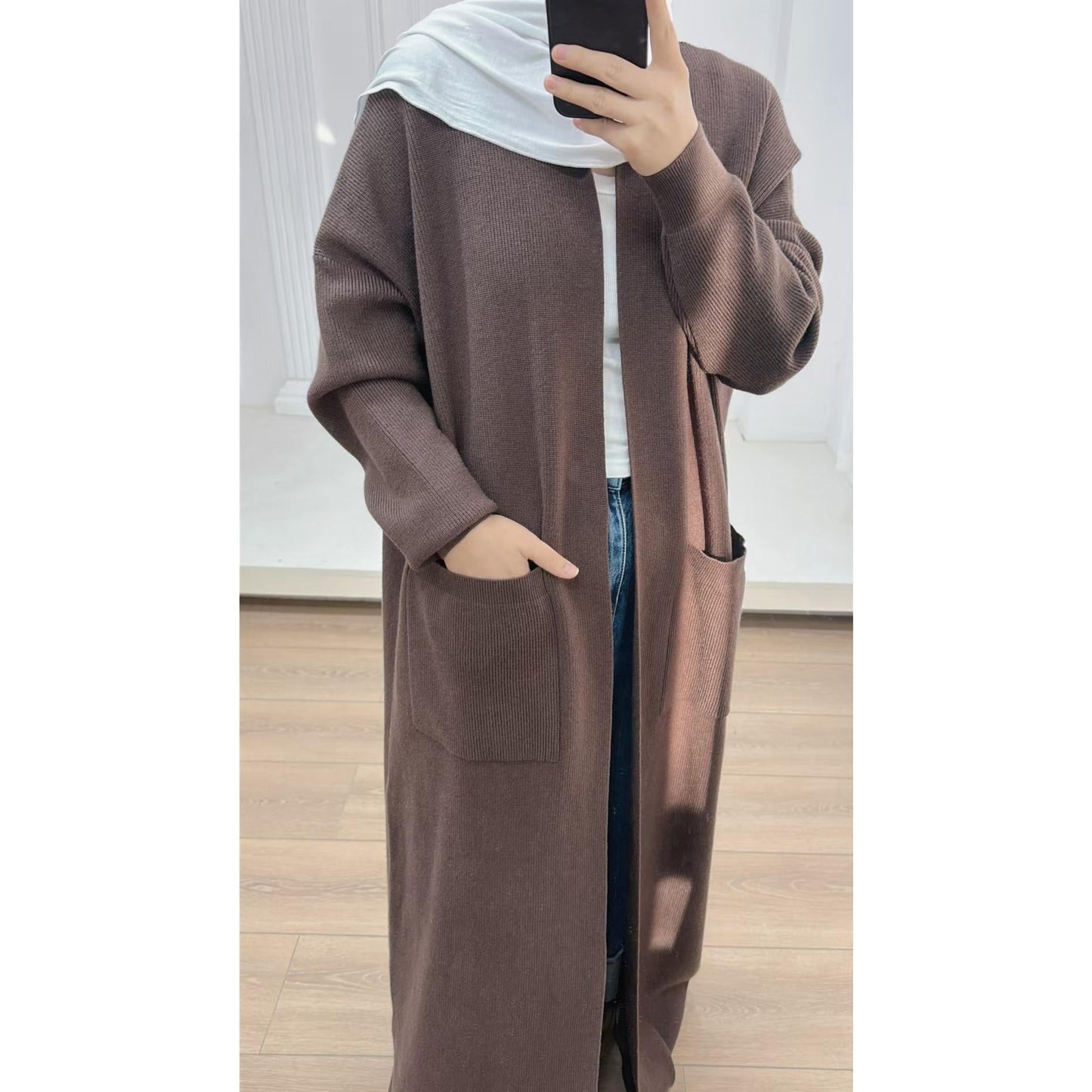 LUMAYA5439 Temperament Knitted Cardigan - Autumn and Winter Thick Loose Long Dress long  sleeve