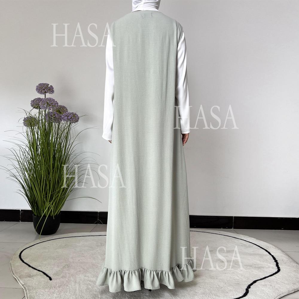 LUMAYA5860 Fashionable Imitation Linen Solid Color Robe, BreatLUMAYAble and Comfortable Leading The Trend abaya girl