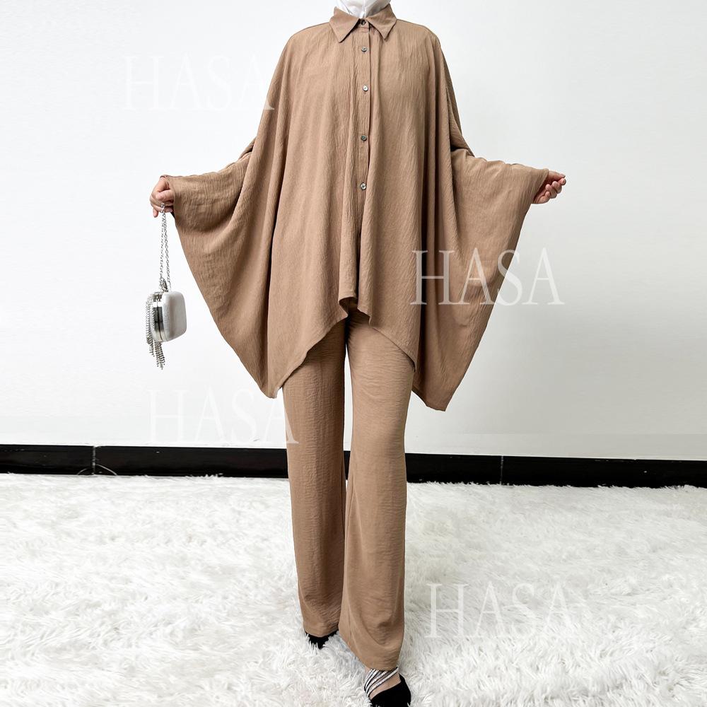 LUMAYA5855 High-end Crepe Linen Two-piece Suit (headscarf Not Included), Stylish and Simple, Showing Elegance