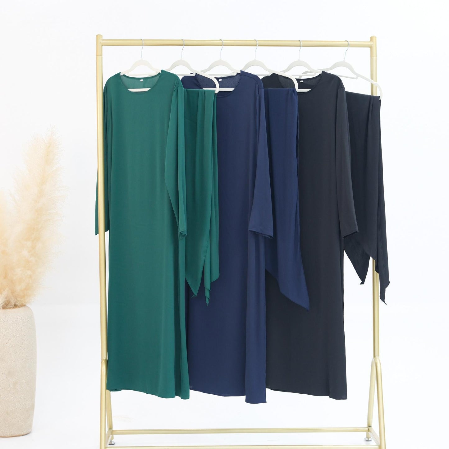 LUMAYA LM1188 3pcs Set Satin Cardigan+Inner Dress+Special Belt
