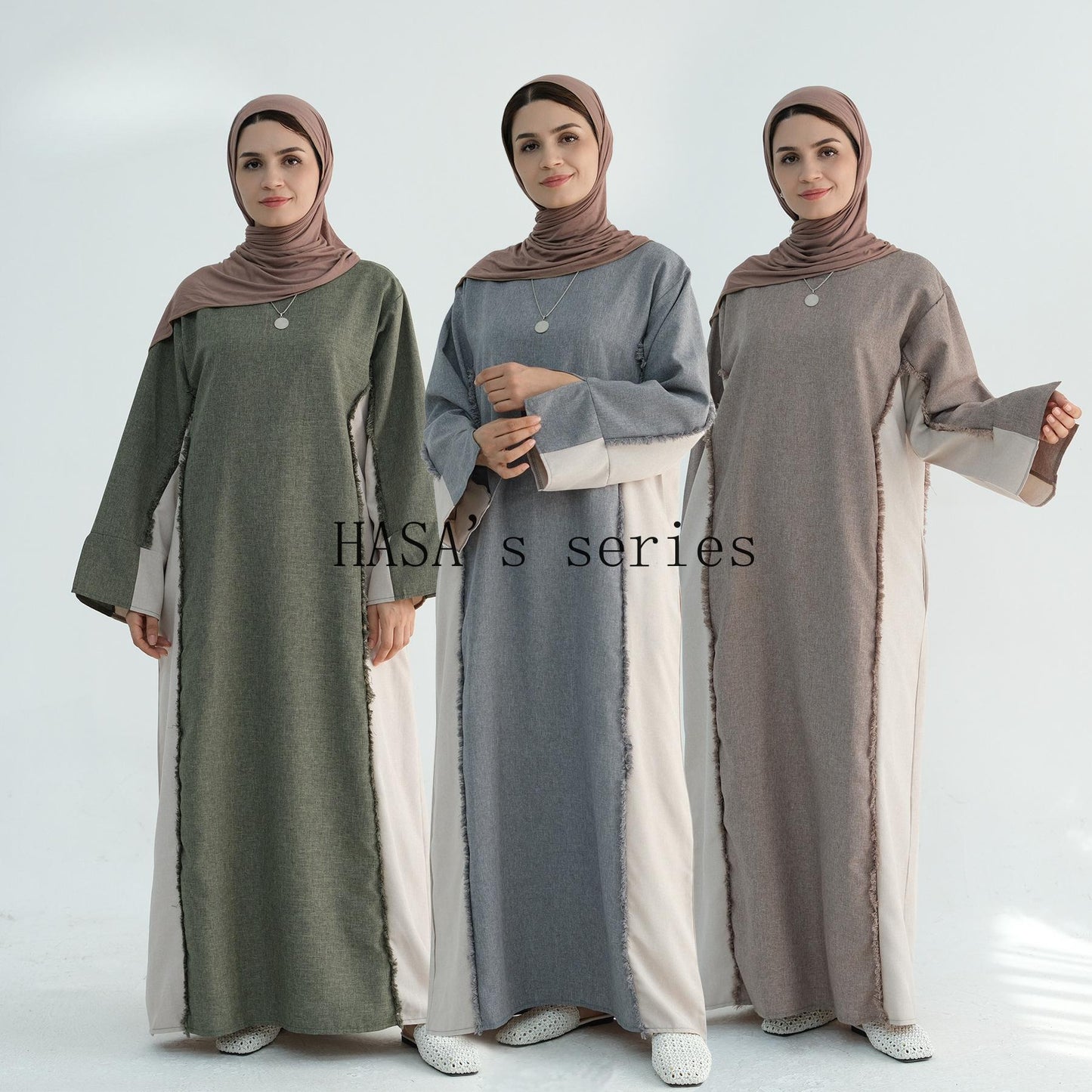 LUMAYA5508 Elegant patchwork robe - lightweight and comfortable, showing fashion taste plain casual dress
