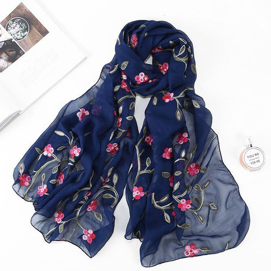 LUMAYA LM1132 Chiffon Flower Embroidered Scarf