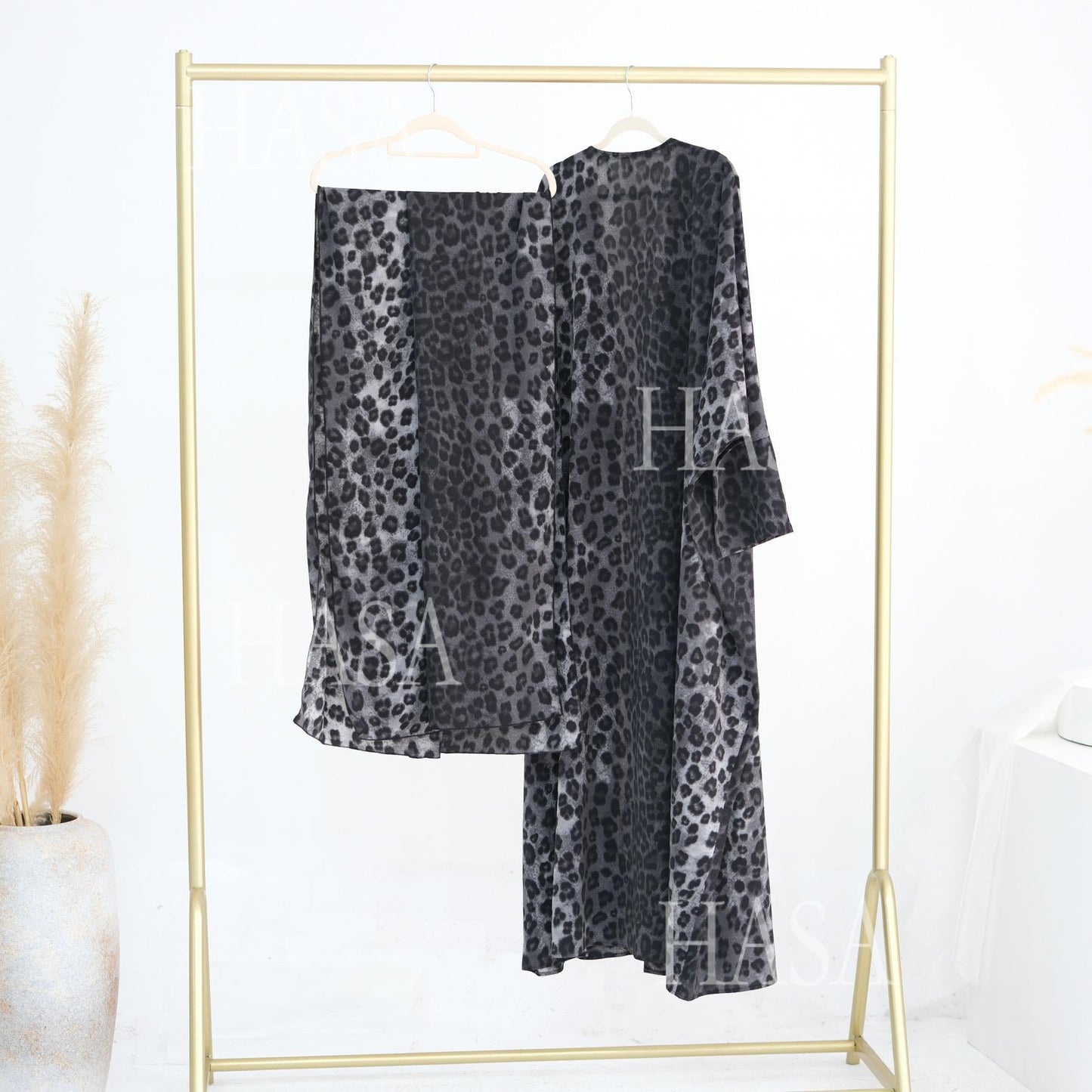 LM6576 Women's Printed Cardigan Abaya (with Optional Matching Headscarf)