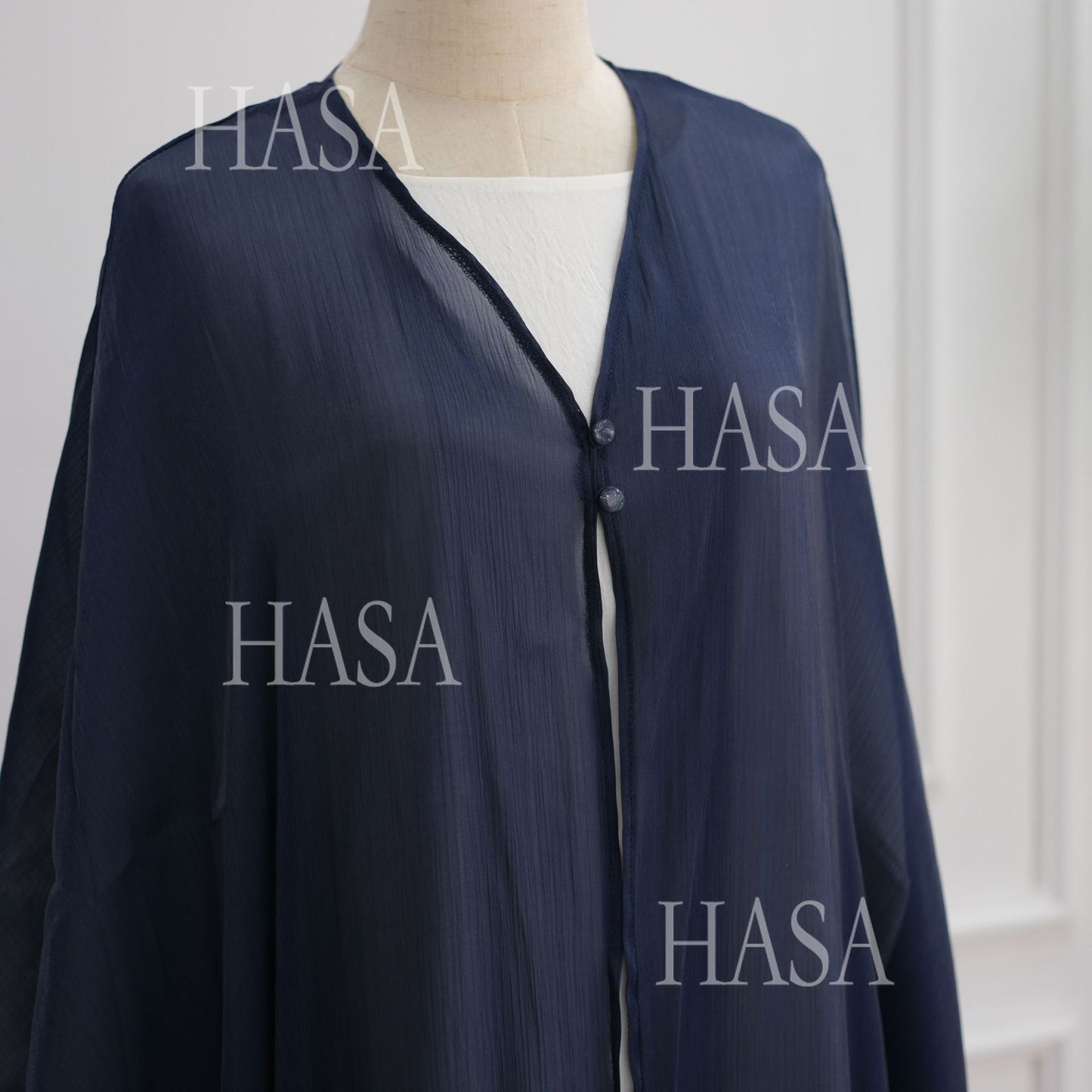 LUMAYA6534 Elegant Island Wrinkle Texture Solid Color Cardigan Robe