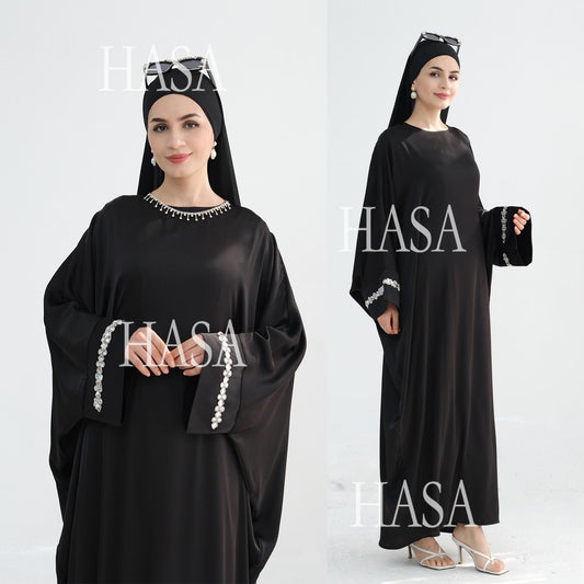 LUMAYA5882 A Cardigan Dress with Exquisite Hot Diamond Embellishment and Elegant Details closed abayas