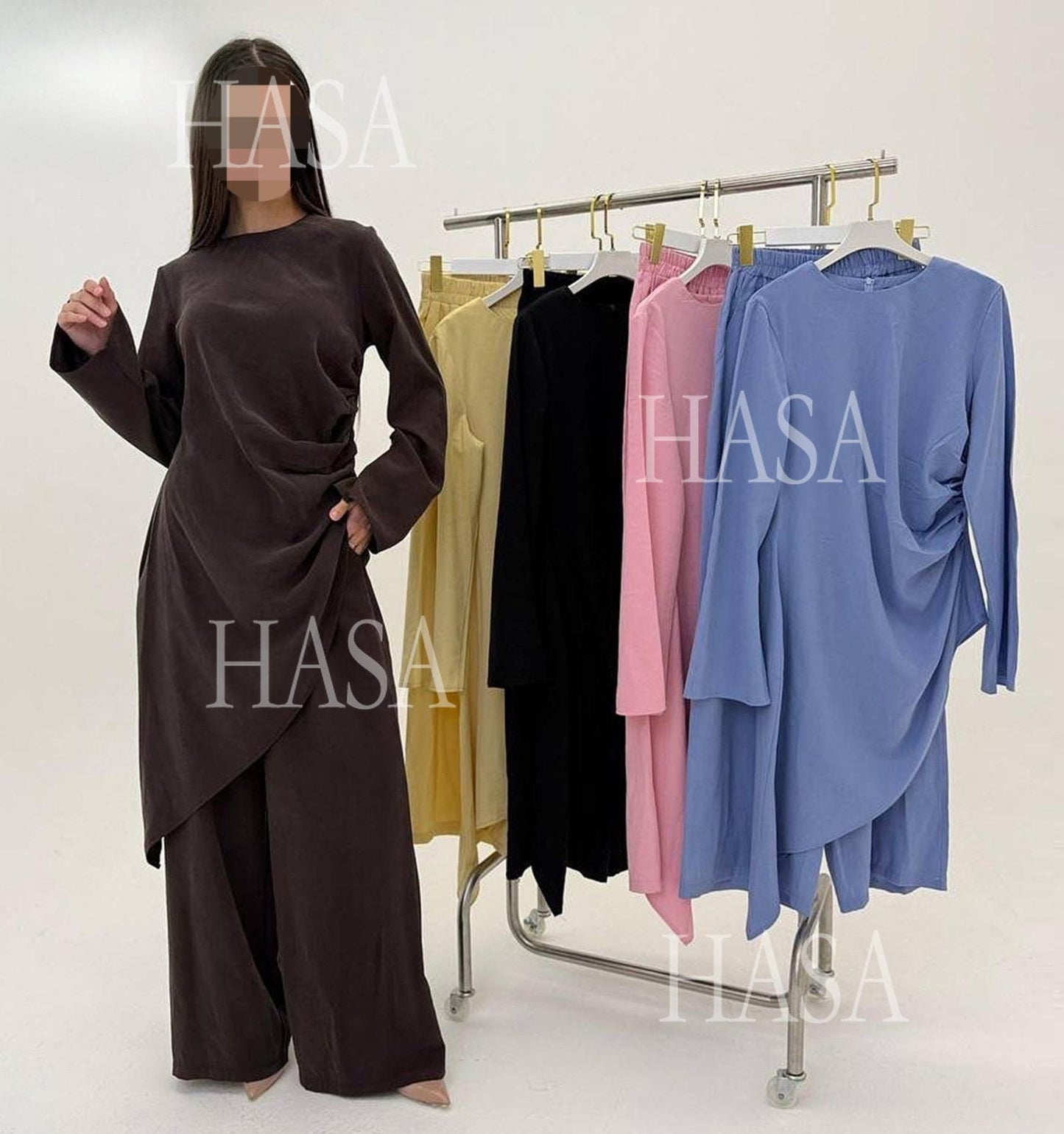 LM6606 Asymmetrical two-piece tunic (with optional headscarf)