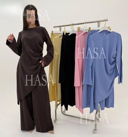 LM6606 Asymmetrical two-piece tunic (with optional headscarf)