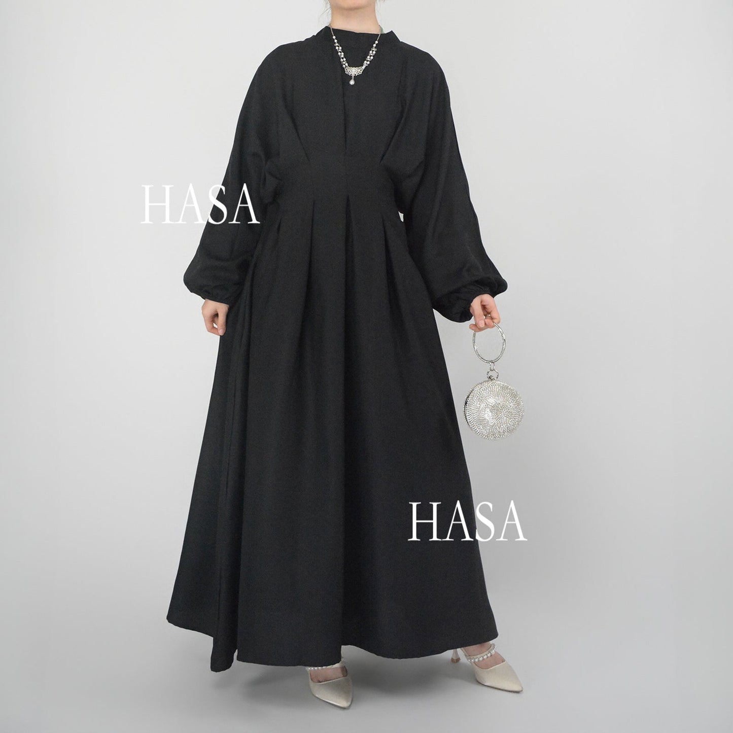 HASA's Series  HA1226 Delicate and Elegant Solid Colored Dress