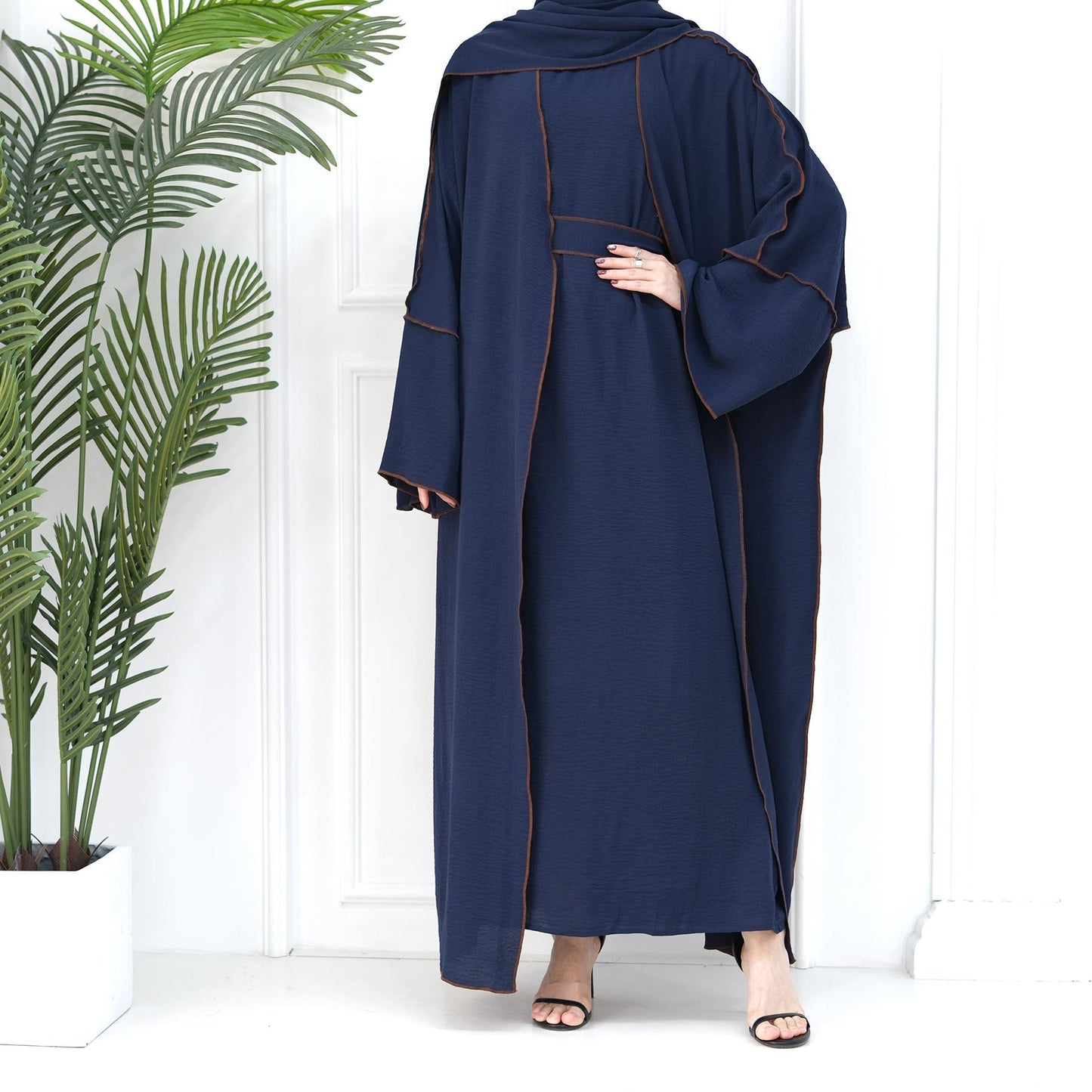 LUMAYA LM1095 3pcs Set Cardigan+without Sleeves Inner Dress+Hijab