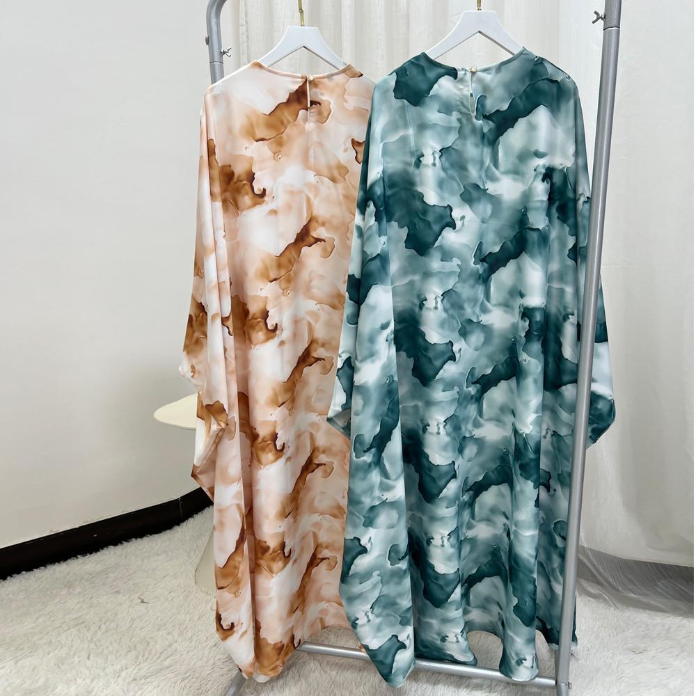 LUMAYA6502 Loose-fitting Printed Robe (headscarf Not Included)