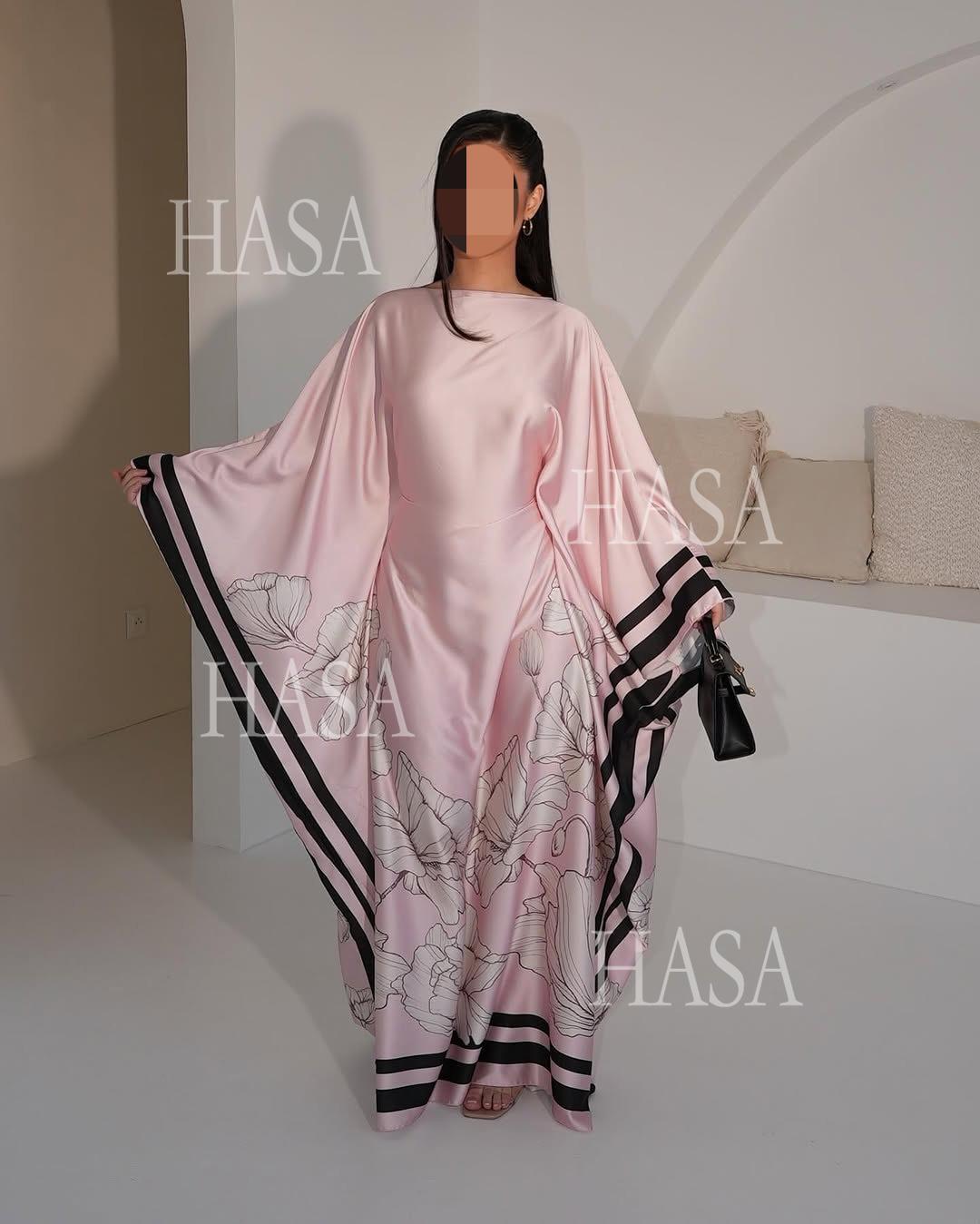 LM6556 Colorblock Print Cardigan Robe Dress