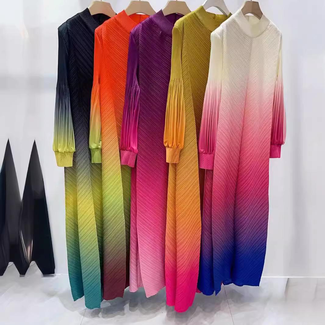 LUMAYA5824 Women's clothing gradual cLUMAYAnge color lantern sleeves high sense middle east dress