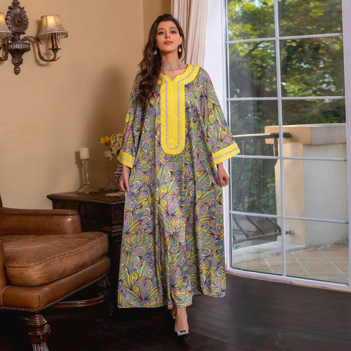 LUMAYA LUMAYA1074 Muslim Embroidered Hot Diamond Dress