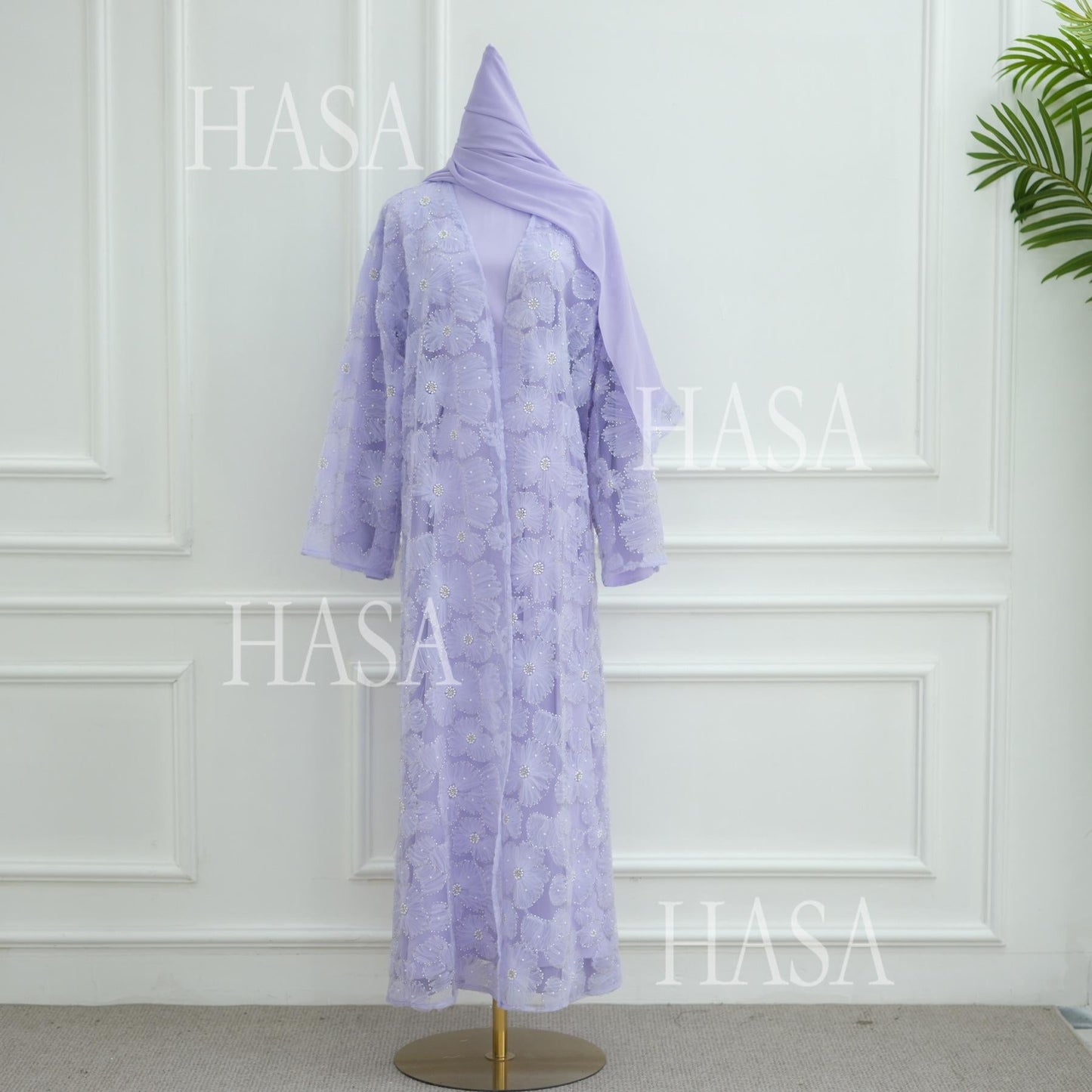 LUMAYA6625 Dreidimensionale, Perlenbesetzte Strickjacke Mit Blumenmuster, Die Mit Einer Inneren Schicht Oder Einem Kopftuch Kombiniert Werden Kann.
