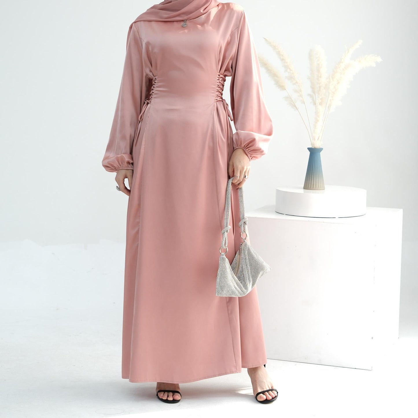 LUMAYA LUMAYA0991 Solid Color High-necked Slim Elegant Dress