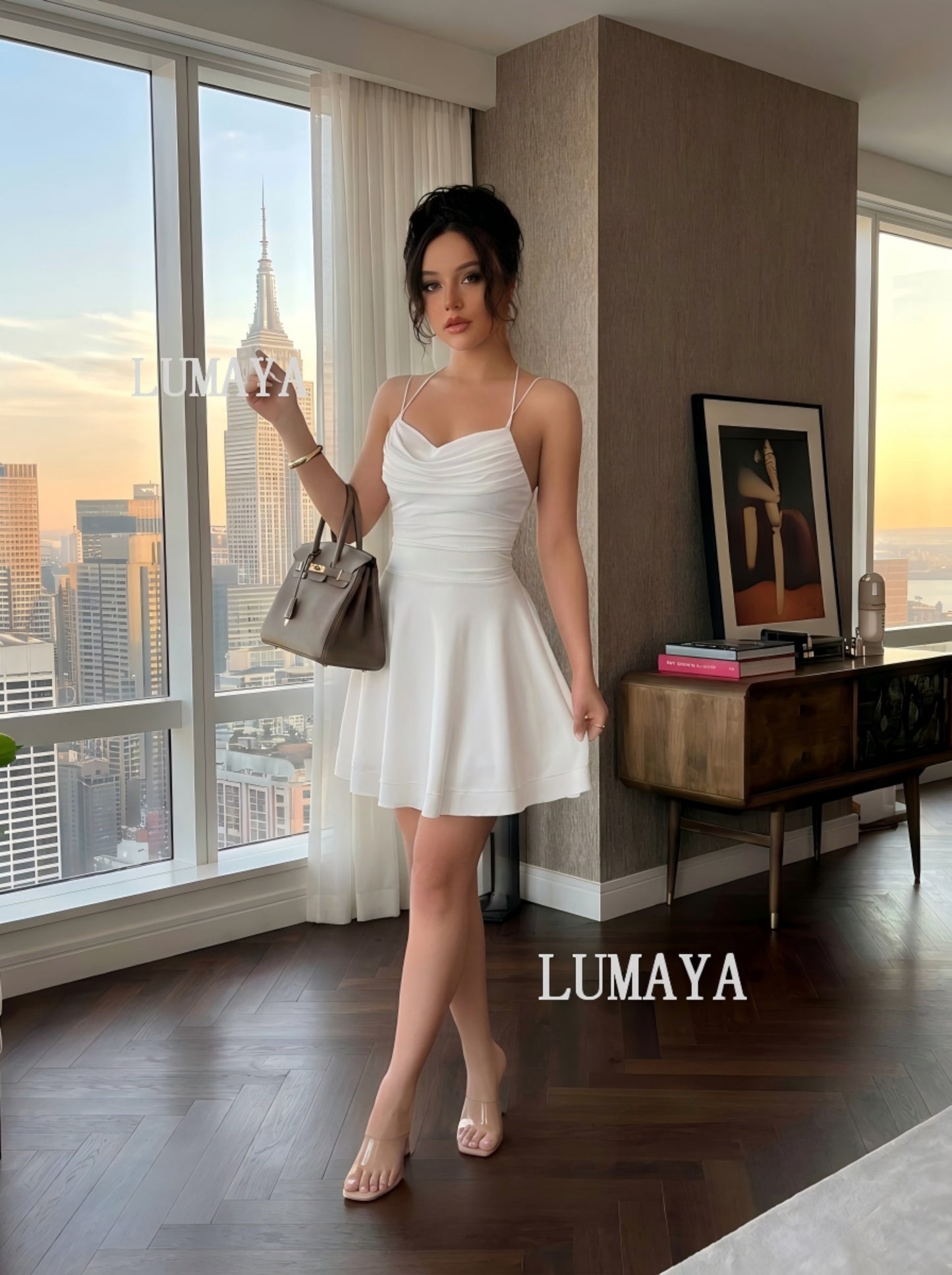 LMA001 Women's Ruched Sleeveless Backless Mini Dress | Sexy Bodycon Dress for Party, Summer & Special Occasions