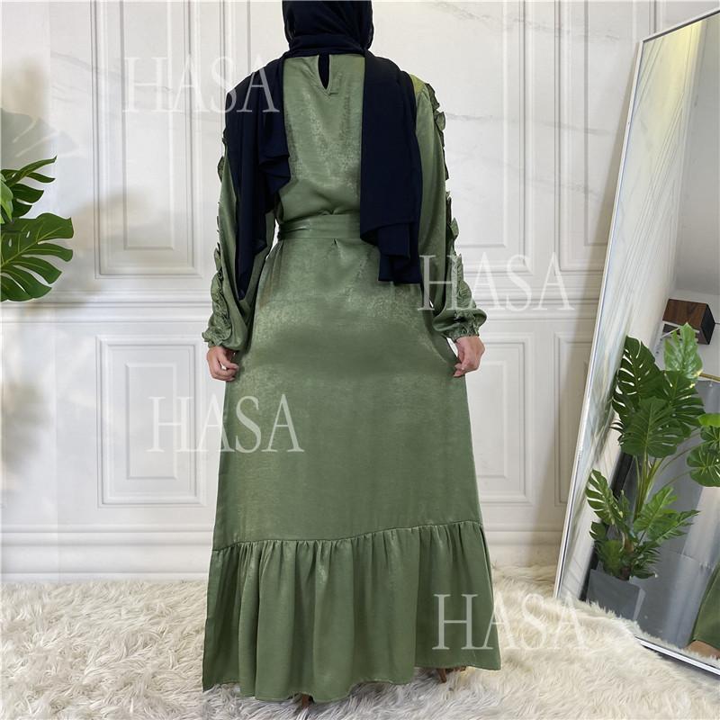 LM6591 Solid Color Turtleneck Long Sleeve Dress with Pleated Waistband