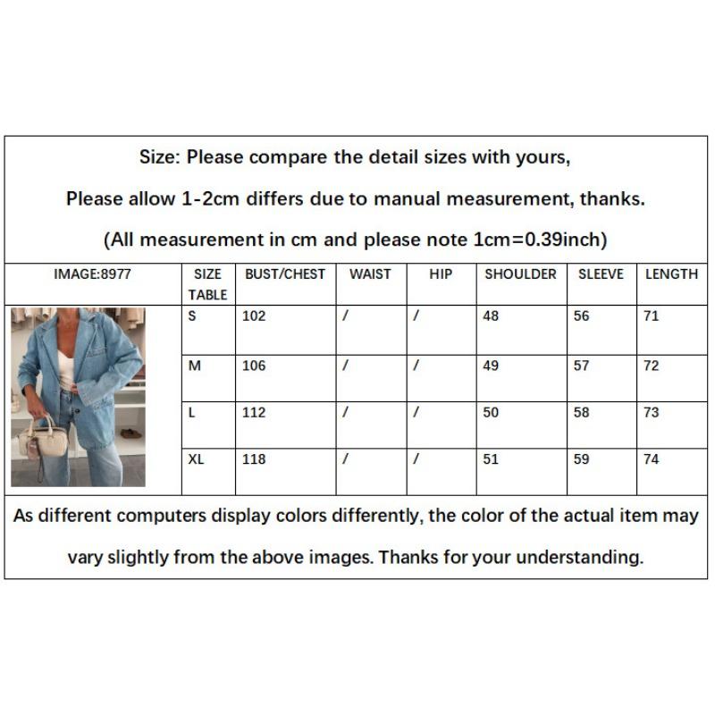 LM6181 Fashionable Casual Loose Washed Blue Denim Women's Blazer