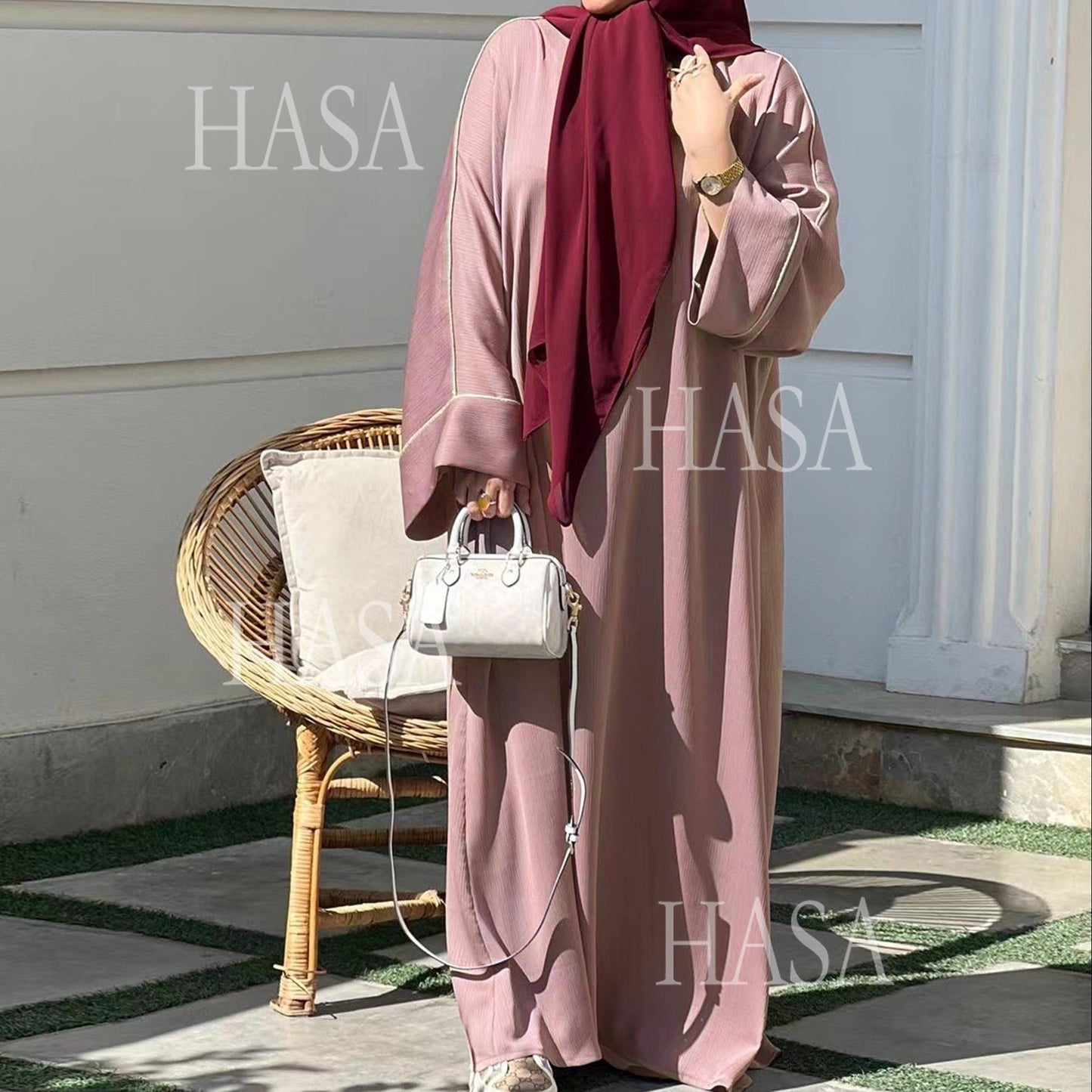 LUMAYA5876 Robe with Detailed Design and Gentle Texture for Daily Light Wear abayas
