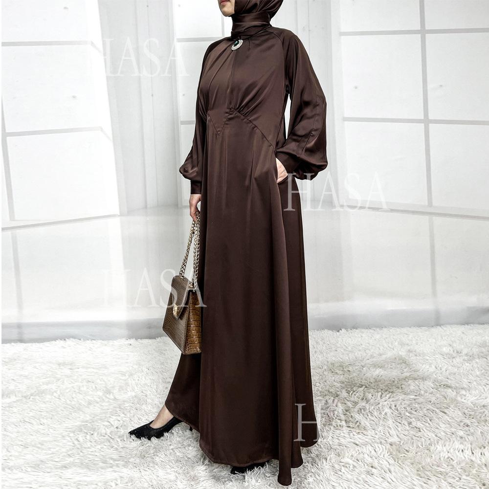 LUMAYA5859 High-end Silk Satin Robe (headscarf Not Included), Elegant Design Exudes Luxurious Texture