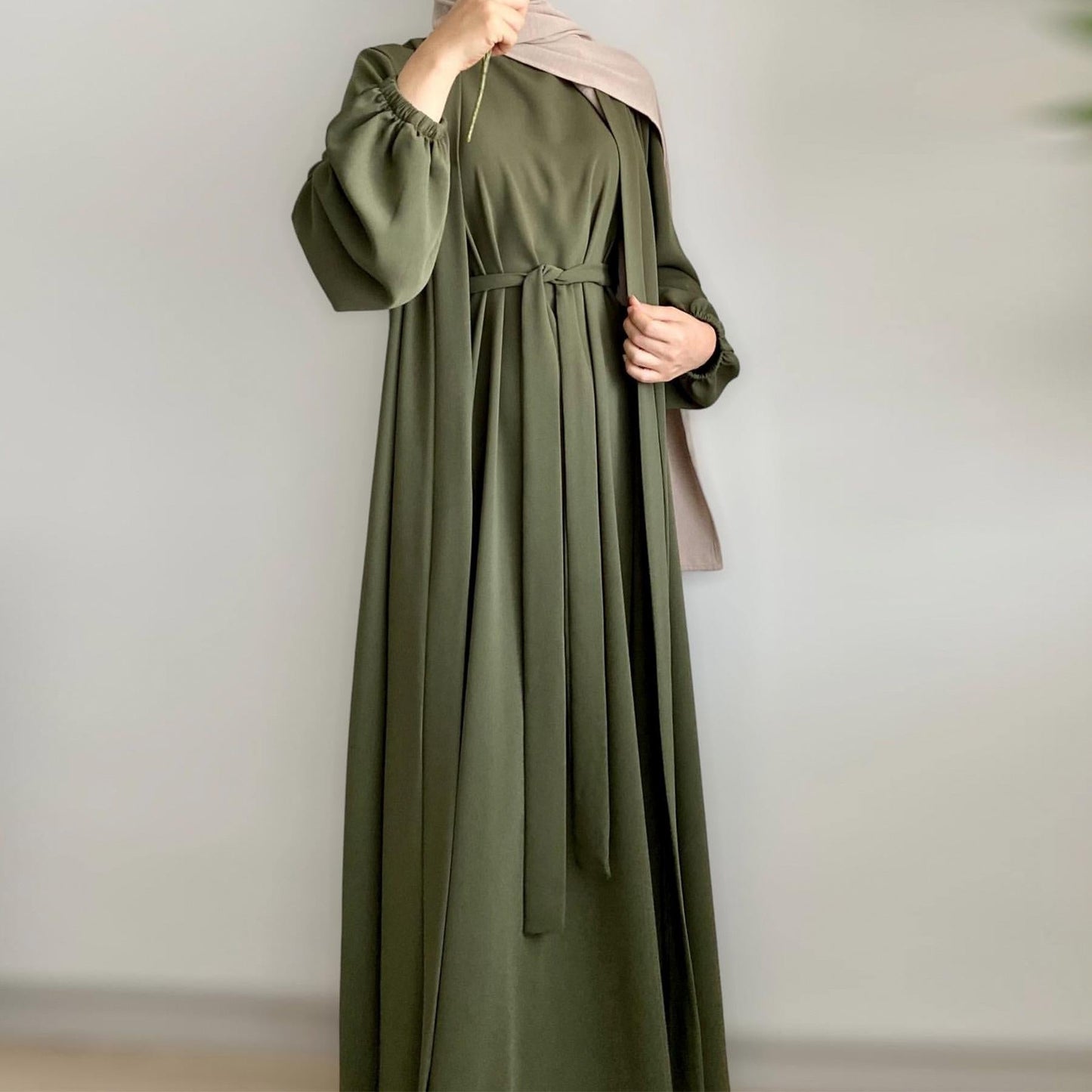 LUMAYA LUMAYA0995 3pcs Cardigan+without  Sleeves Inner Dress+Hijab
