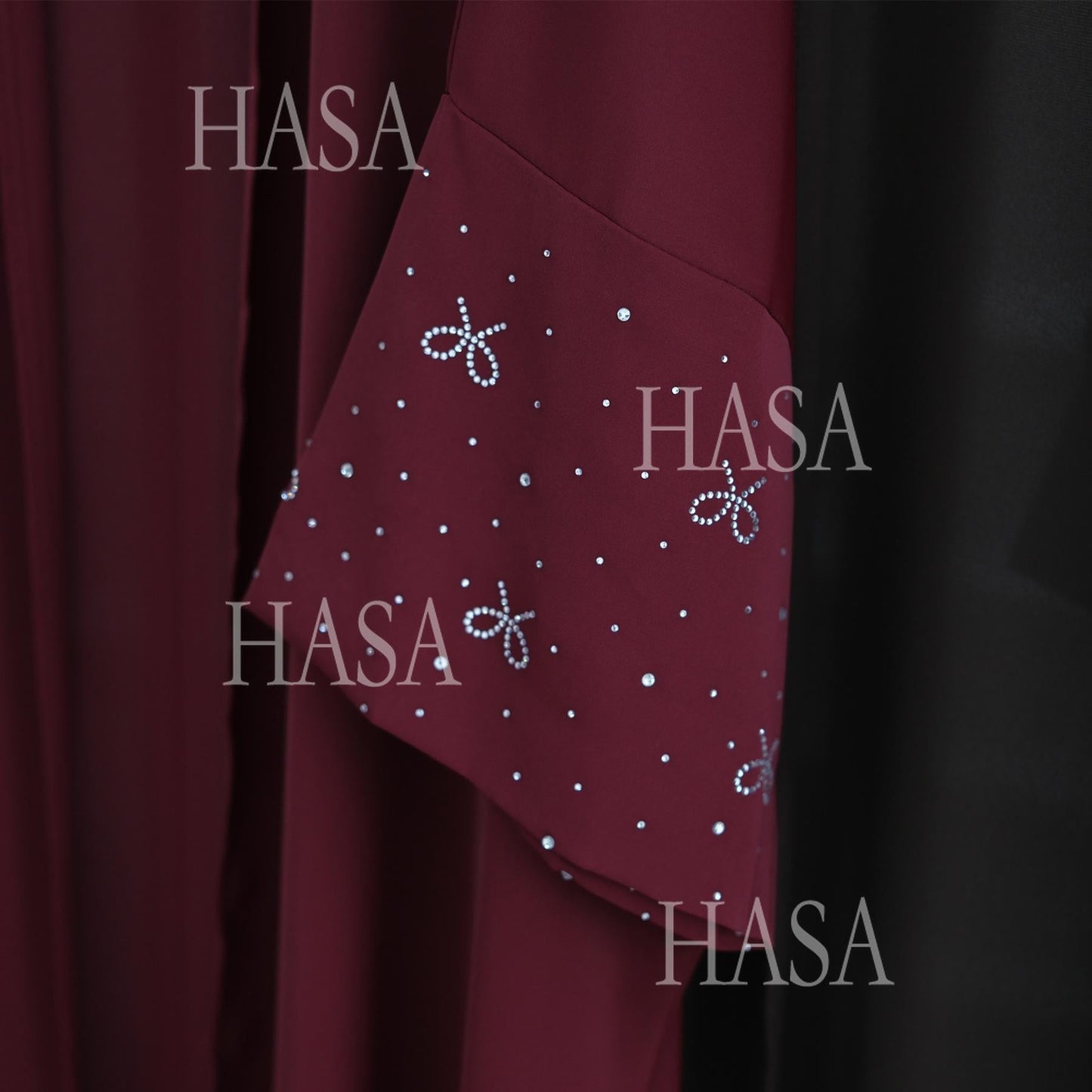 HA6492  Long-sleeved Robe with Bow and Beading