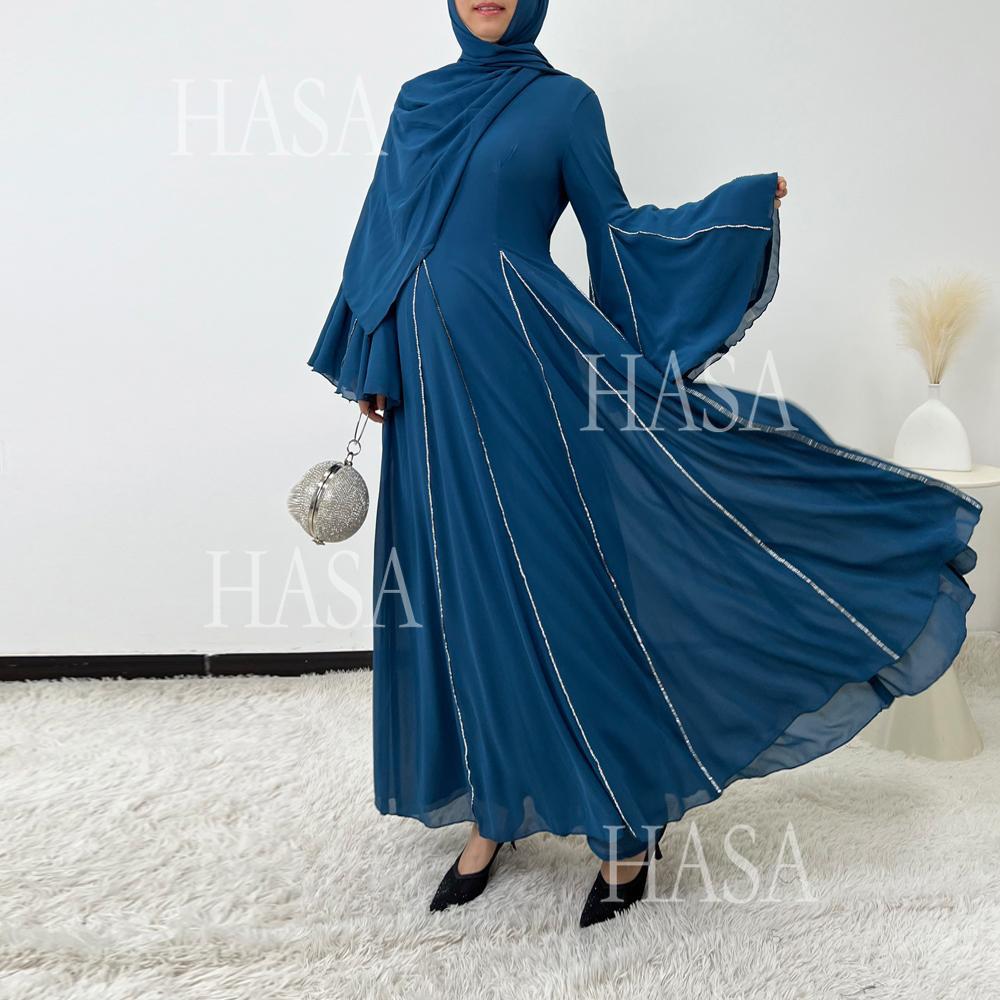 LUMAYA6497 Solid Color Light Luxury Chiffon Long Skirt Suit
