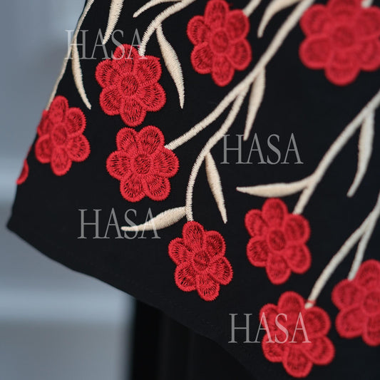 HA6529 Embroidered cardigan robe with headscarf, optional inner wear combination