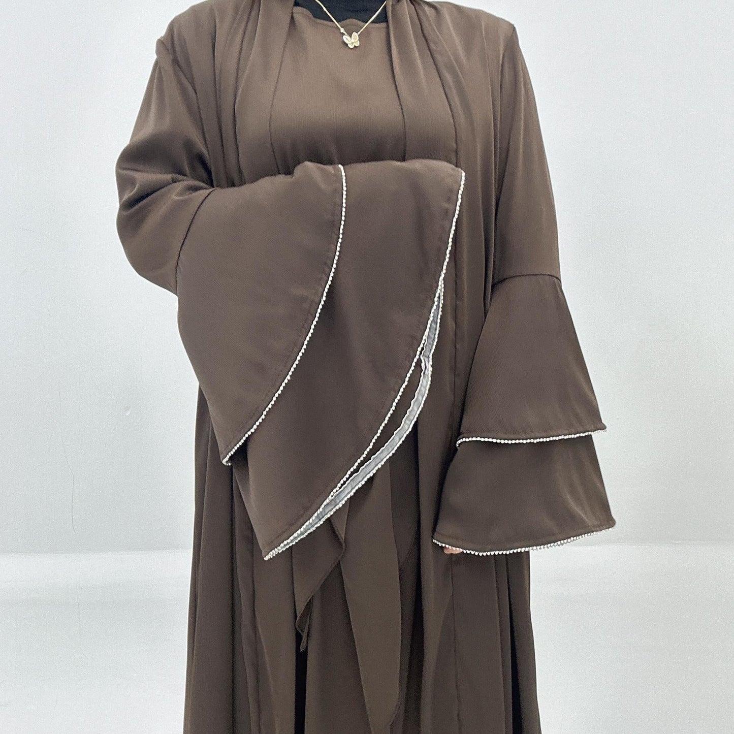 LUMAYA LM1188 3pcs Set Satin Cardigan+Inner Dress+Special Belt