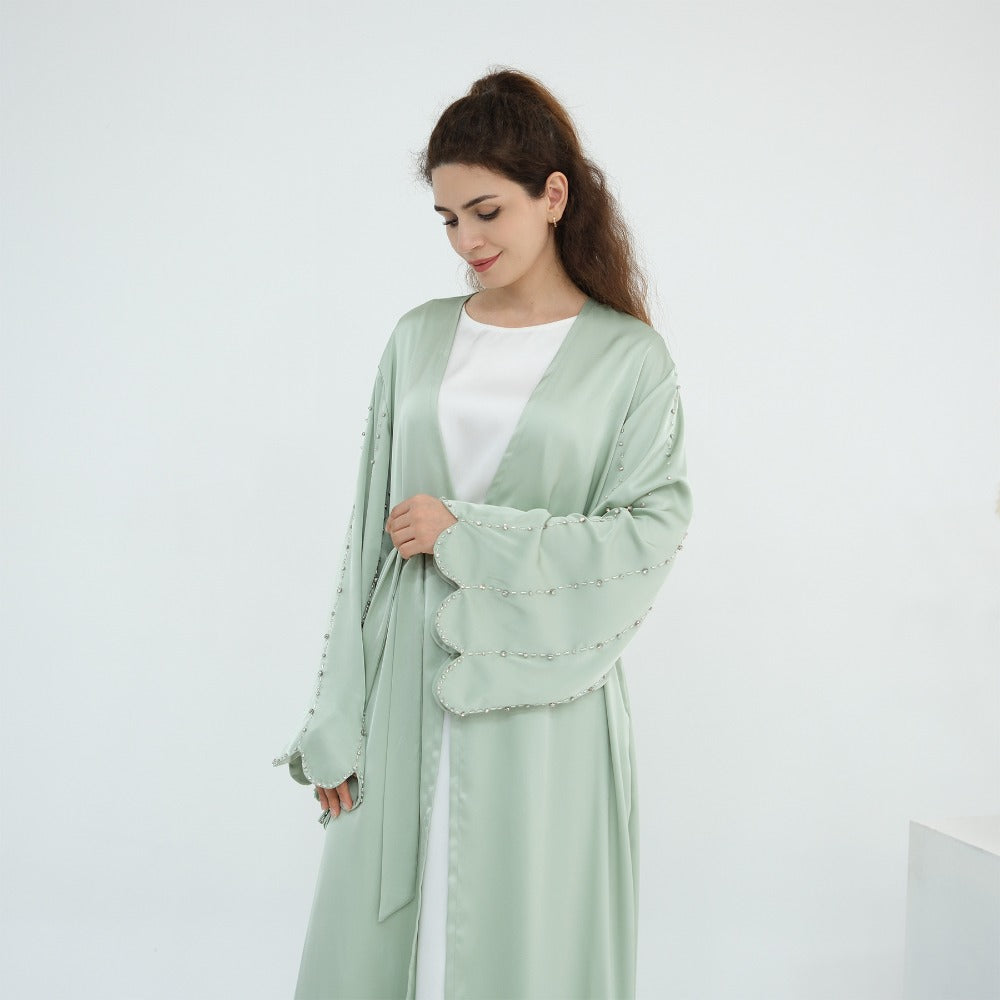 LM6602 Fully LMnd-beaded long cardigan jacket (headscarf not included)