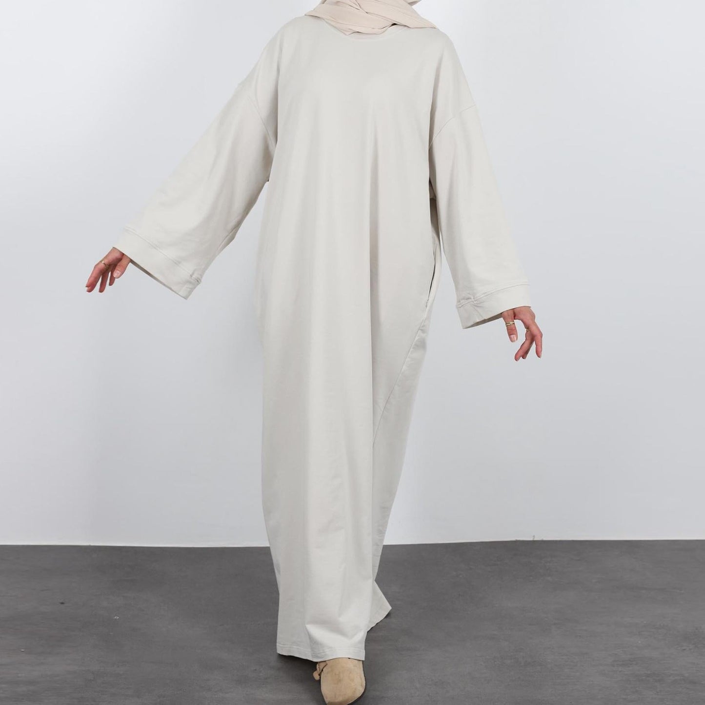 LUMAYA LUMAYA1089 Solid Color Hoodie Dress