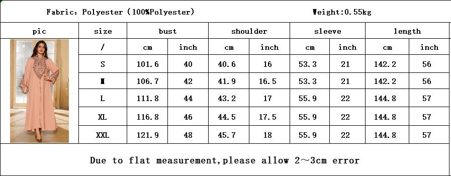 LM6669 Pullover Embroidered Robe Dress with Simple Long Sleeves