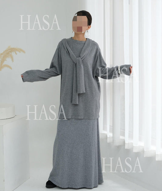 LM6609 Autumn and winter thickened knitted two-piece suit (excluding headscarf)