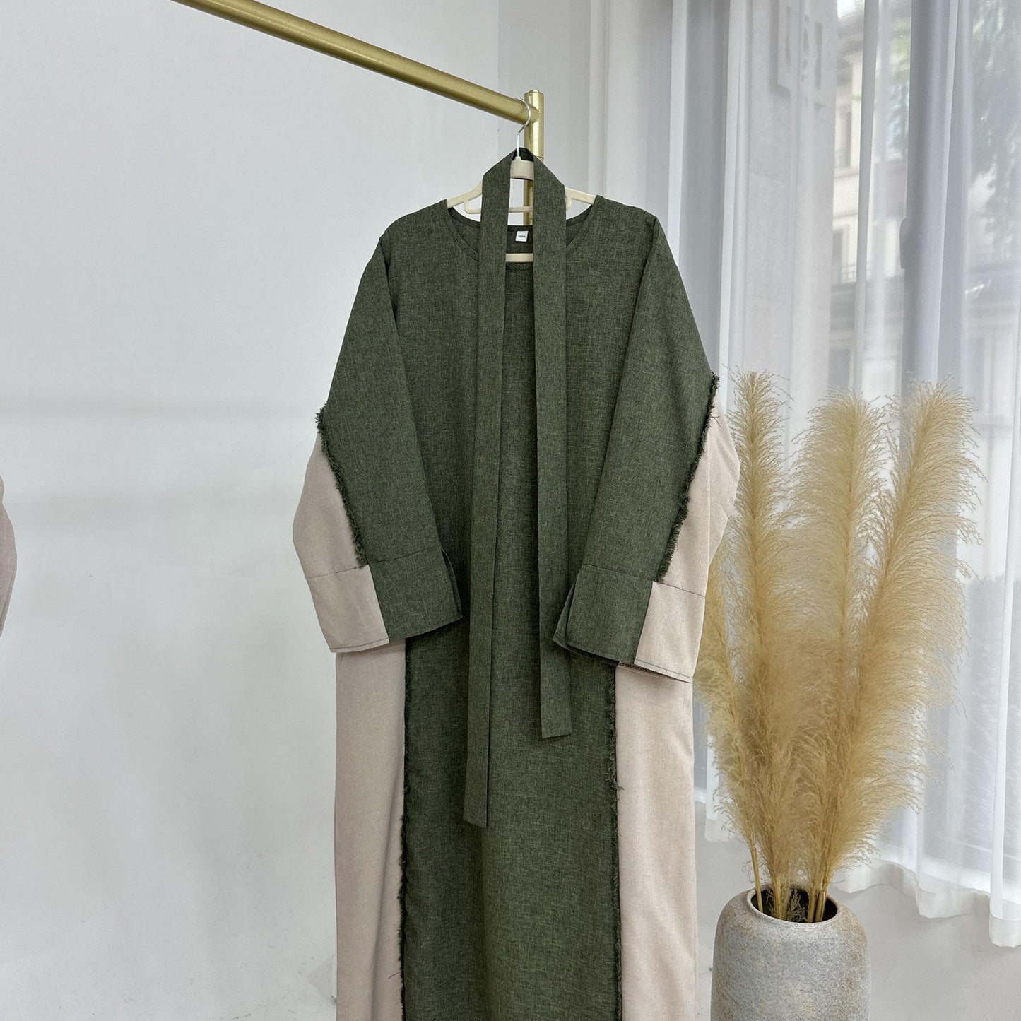 LM5606 Stylish Patchwork Robe - Cardigan and Dress Style