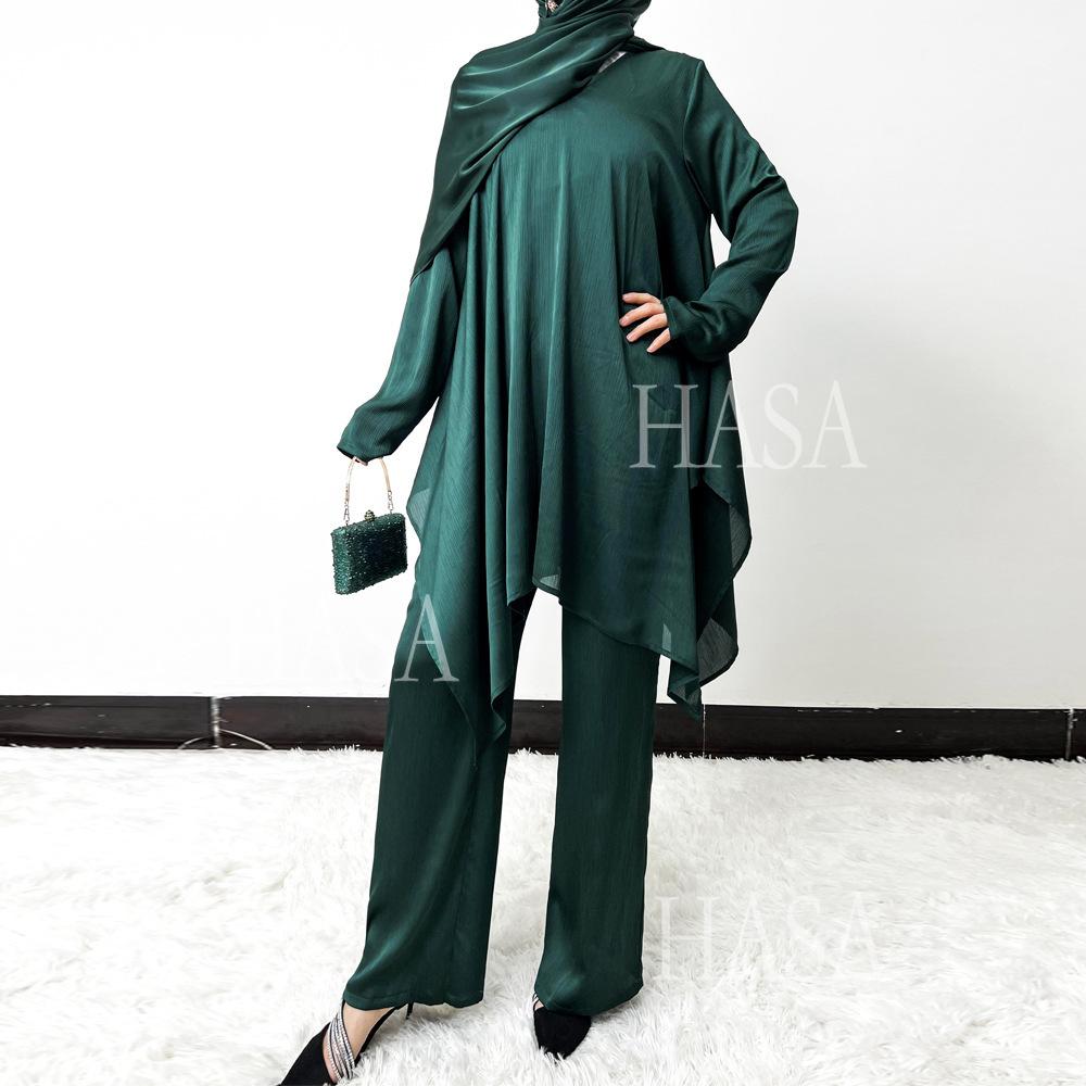 LUMAYA5854 High-end crepe linen two-piece robe, irregular design shows fashion(Headband not included)