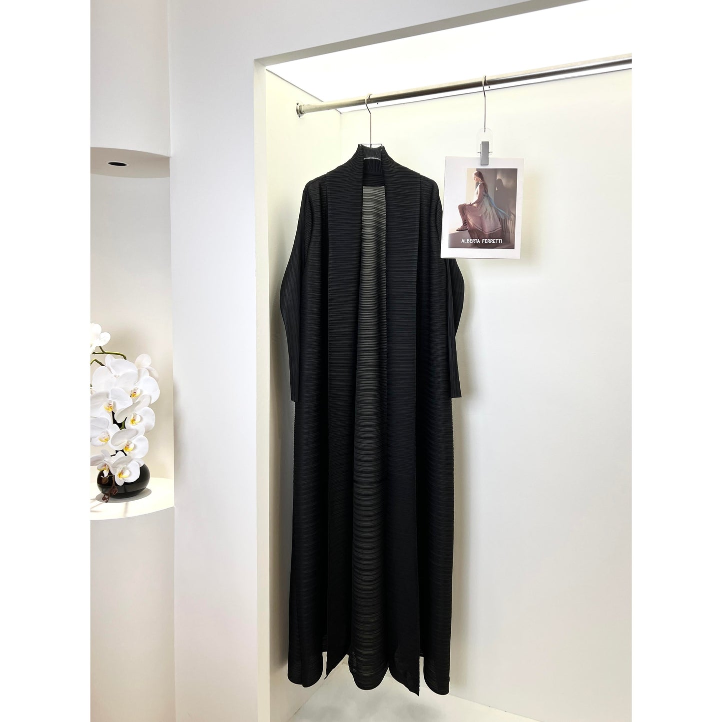 LUMAYA6729 Chocolate Crinkle | Brown Textured Open Abaya