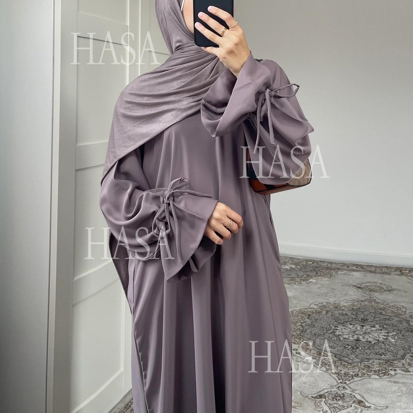 LUMAYA5861 Solid Color Sleeve Robe (without Headscarf), Elegant Temperament Instantly abaya girl