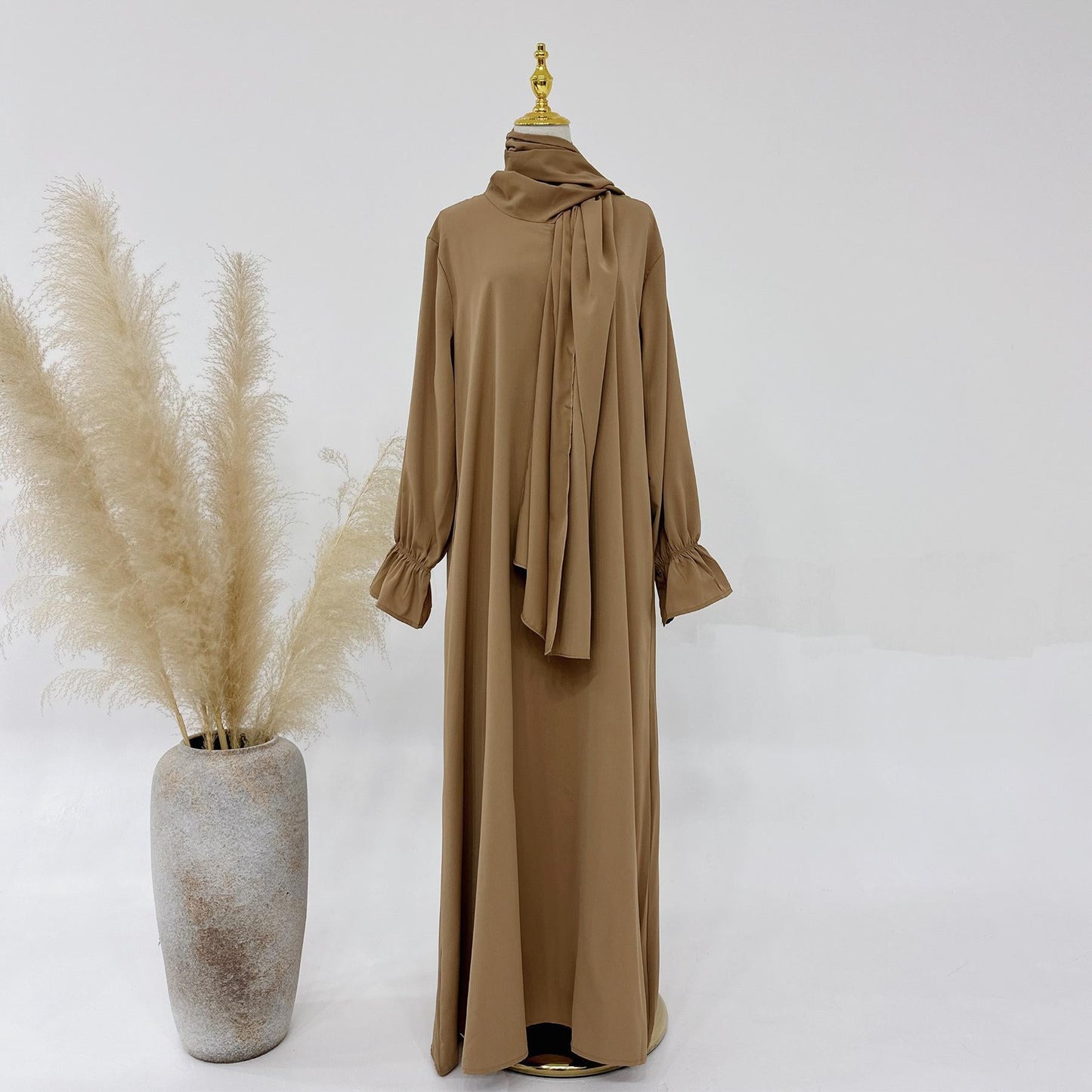 LUMAYA LM1173 Solid Color Hooded Abaya with Side Pocket