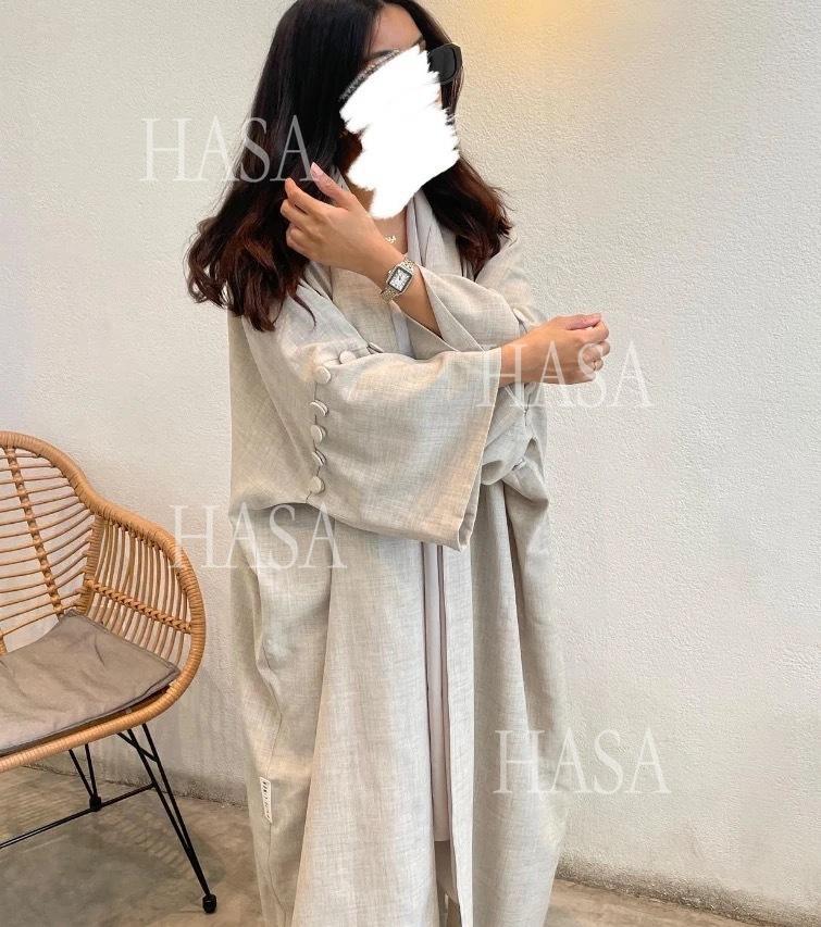 LUMAYA6561 Simple Style Large Size Long Cardigan Robe