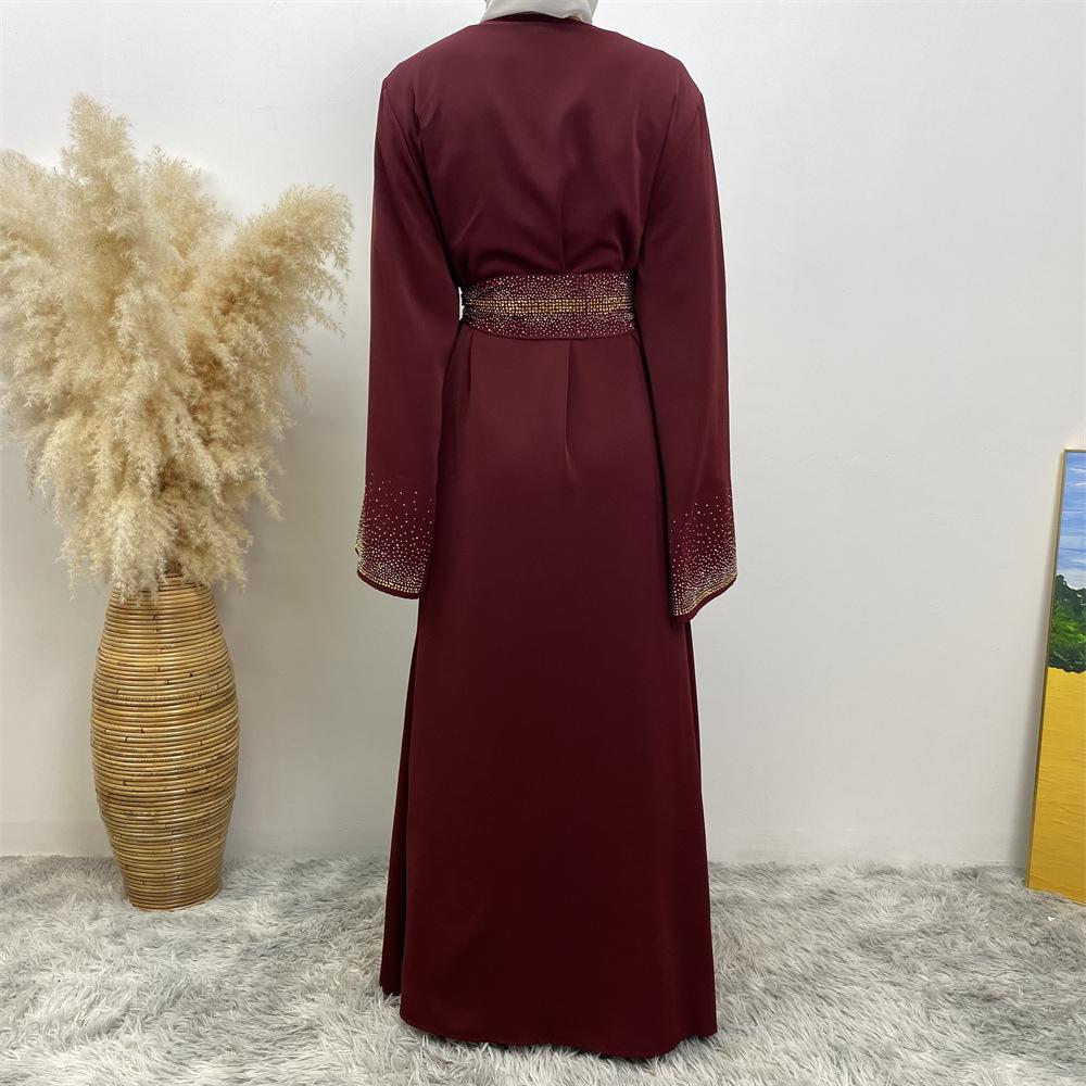 LUMAYA LUMAYA1086 Hot Diamond Lace Up Cardigan with Pocket Dress