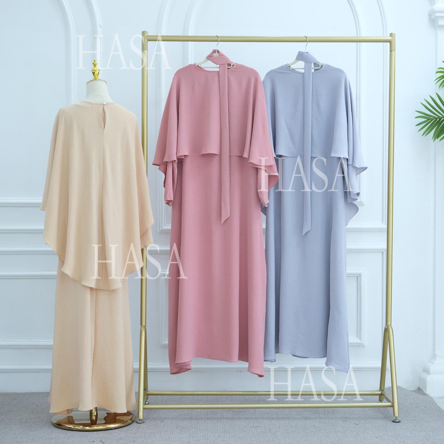 LUMAYA6532 Slim-fit waist cape robe two-piece set