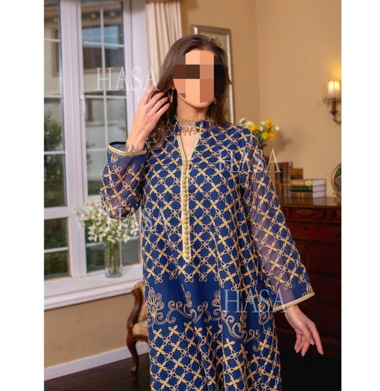 LM6640 Elegant Openwork Embroidered Abaya Long Dress